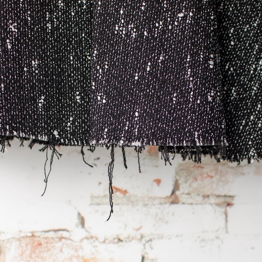 bebe Black Metallic Tweed Fit Flare Dress Size 2 Sleeveless Exposed Zip Fringe - Picture 6 of 9